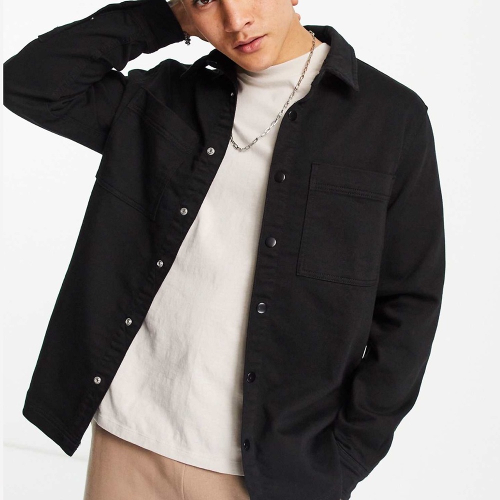 Bershka ASOS men’s Black over shirt sz M NWOT